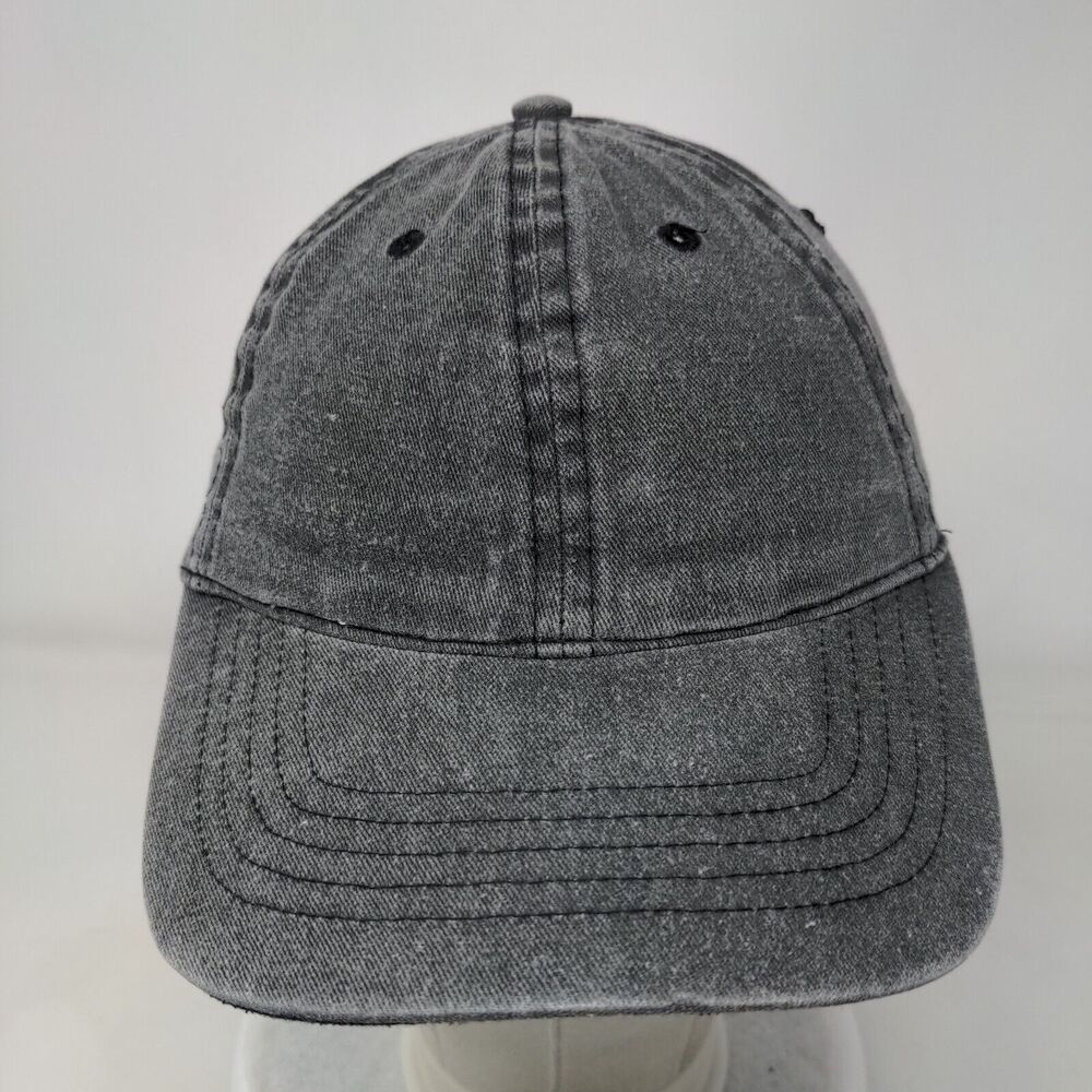 Unbranded Strapback Hat Solid Gray Black Soot Osf… - image 2